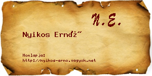 Nyikos Ernő névjegykártya